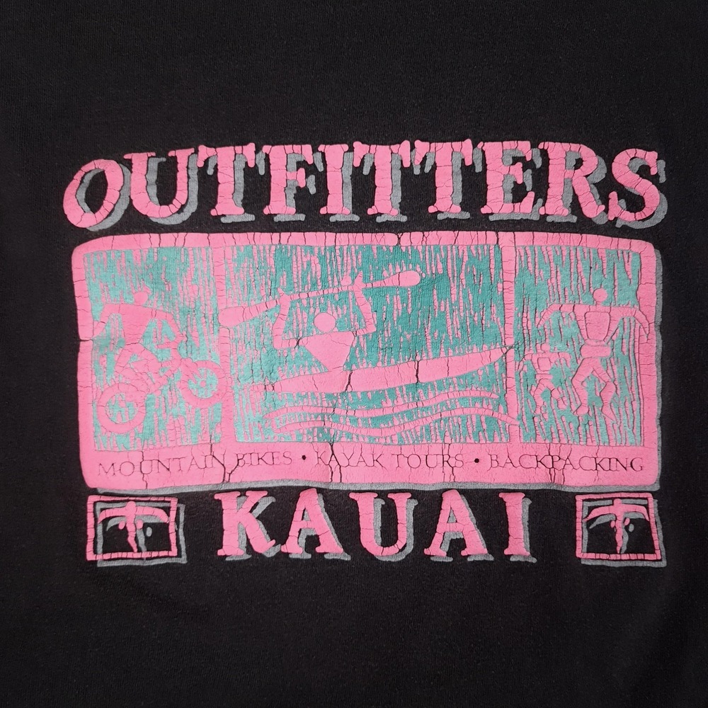 Vintage Outfitters Kauai Shirt Mens Large Black Kayak Hiking Graphic 90s USA - Picture 9 of 16